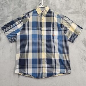 Vintage Twenty X Shirt Mens 2XL Blue Plaid Button‎ Front Short Sleeve Pocket